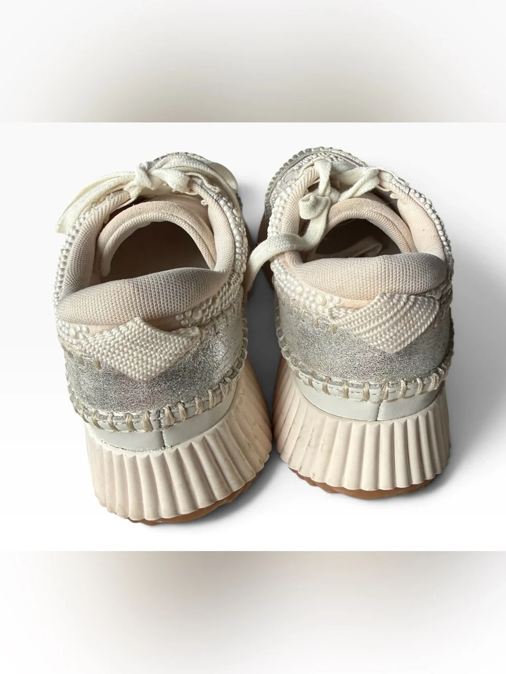 Dolce Vita Dolen Pearl Platform Sneakers Vanilla Size 8.5